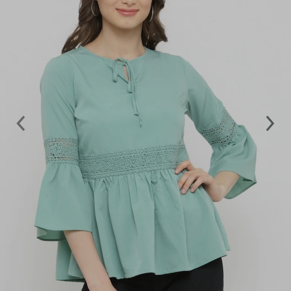 PlusS Green Peplum Top - Picture 8 of 10